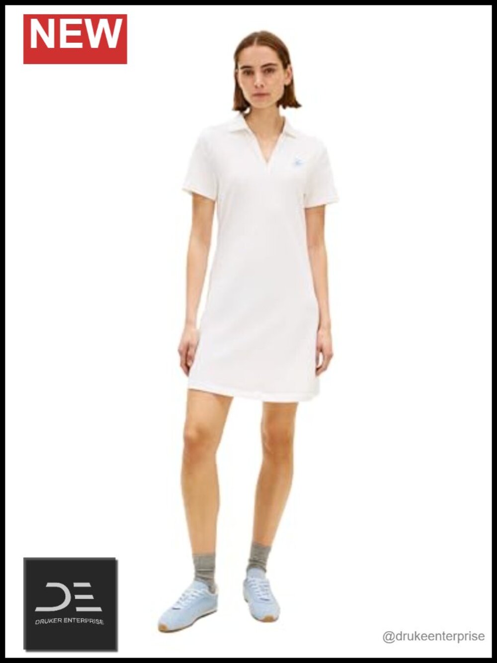 Womens Short Sleeve V Neck Polo Dress Casual Tennis Dress